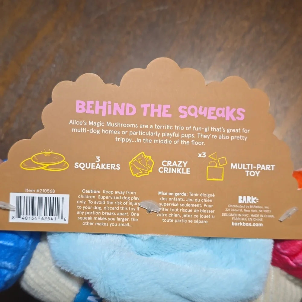 BarkAlices Magic‎ Mushrooms  Red and Blue Dog Toys NWT Size XS-S 0-20 Pounds